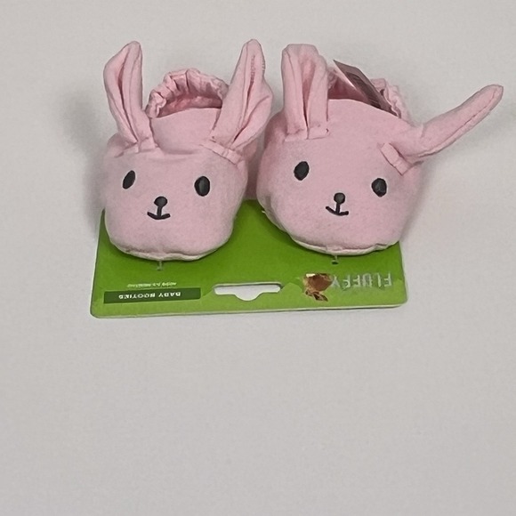 Fluffy Baby Booties Pink Bunny Rabbit Infant Shoes Newborn Cute - Picture 1 of 6